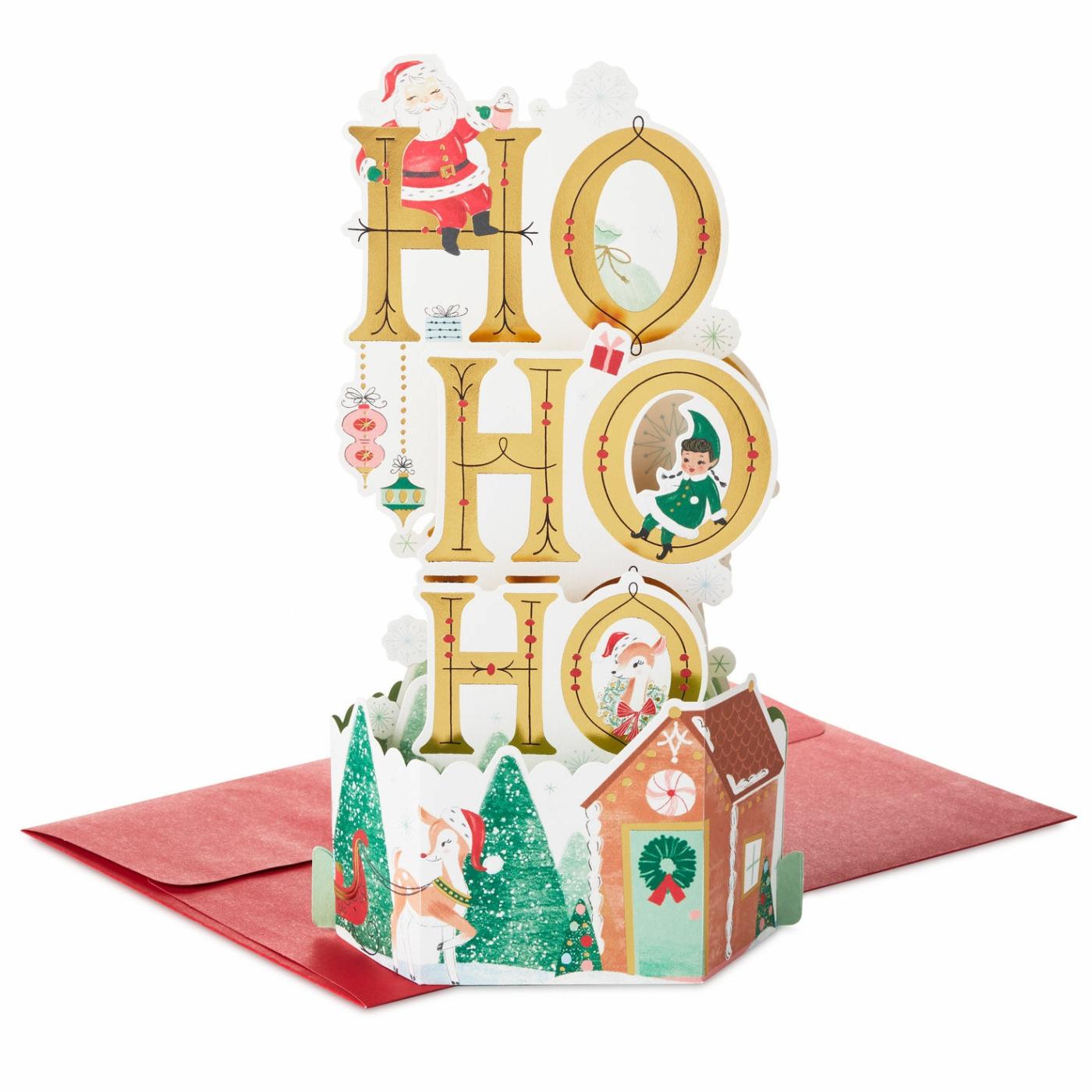 Cards | Vintage Ho, Ho, Ho Santa 3D Pop-Up Christmas Card Cards